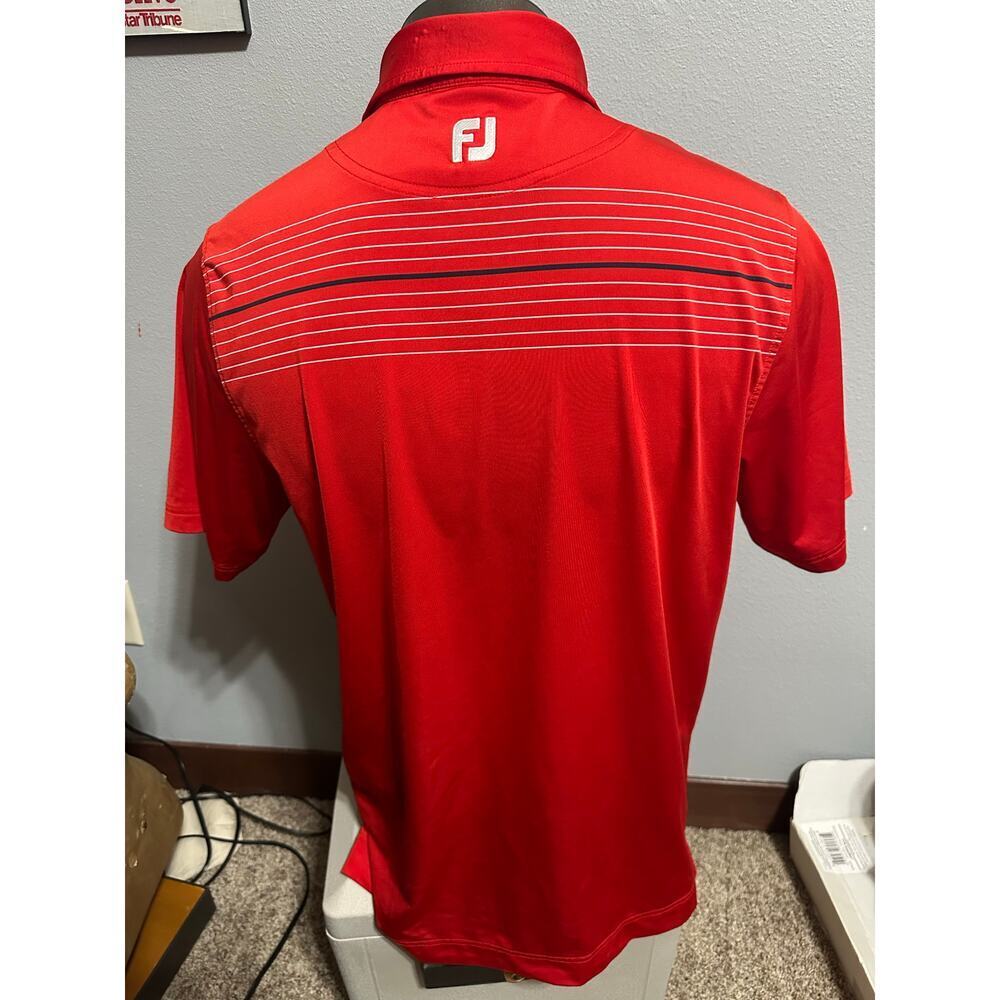 FootJoy Mens Large Red Striped Short Sleeve Polo - Picture 3 of 5